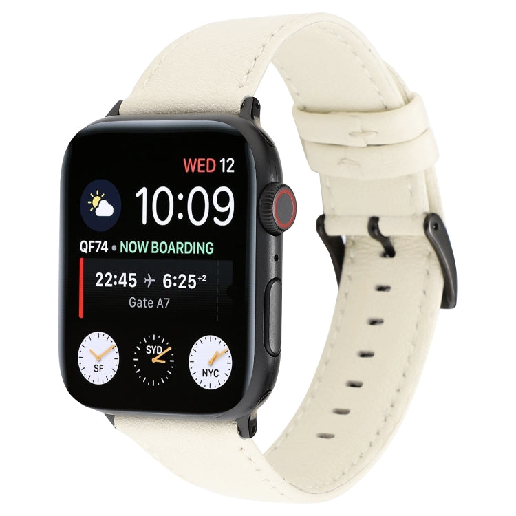 Cowhide Texture Leather Watchband, For Apple Watch Series 8&7 41mm / SE 2&6&SE&5&4 40mm / 3&2&1 38mm, For Apple Watch Series 7 45mm / 6 & SE & 5 & 4 44mm / 3 & 2 & 1 42mm, For Apple Watch Series 7 41mm / 6 & SE & 5 & 4 40mm / 3 & 2 & 1 38mm            ...