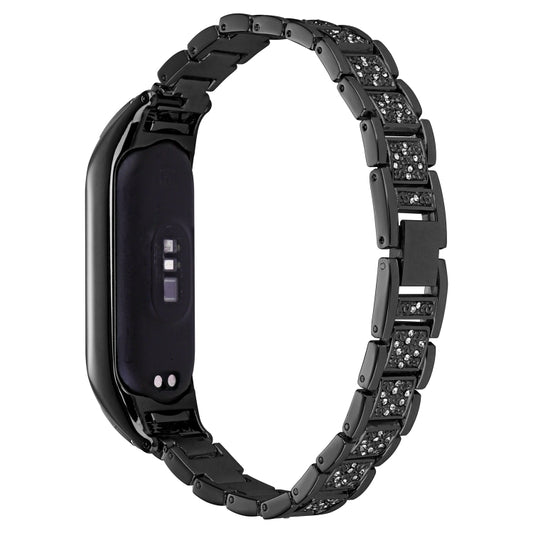 Universal Three-beads Full Diamond Metal Watch Band, For Xiaomi Mi Band 7, For Xiaomi Mi Band 6 / 5, For Xiaomi Mi Band 4 / 3