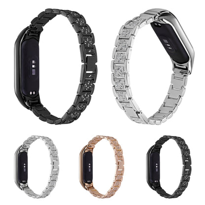 Universal Three-beads Full Diamond Metal Watch Band, For Xiaomi Mi Band 7, For Xiaomi Mi Band 6 / 5, For Xiaomi Mi Band 4 / 3