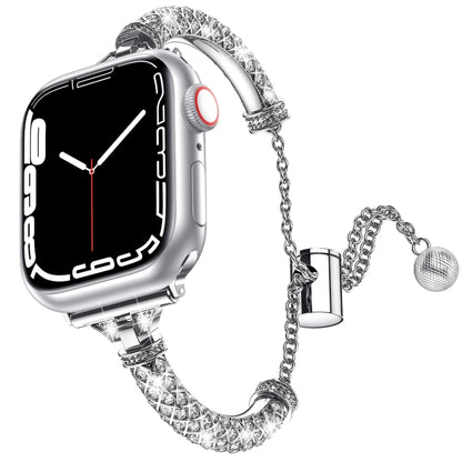 Full Diamond Metal Bracelet Watch Band, For Apple Watch Series 8&7 45mm / SE 2&6&SE&5&4 44mm, For Apple Watch Series 8&7 41mm / SE 2&6&SE&5&4 40mm