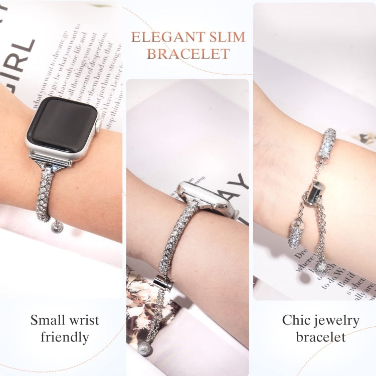 Full Diamond Metal Bracelet Watch Band, For Apple Watch Series 8&7 45mm / SE 2&6&SE&5&4 44mm, For Apple Watch Series 8&7 41mm / SE 2&6&SE&5&4 40mm