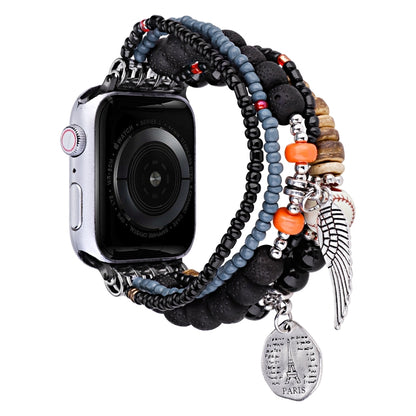 Beaded Posey Wings Bracelet Watch Band, For Apple Watch Series 8&7 45mm / SE 2&6&SE&5&4 44mm, For Apple Watch Series 8&7 41mm / SE 2&6&SE&5&4 40mm