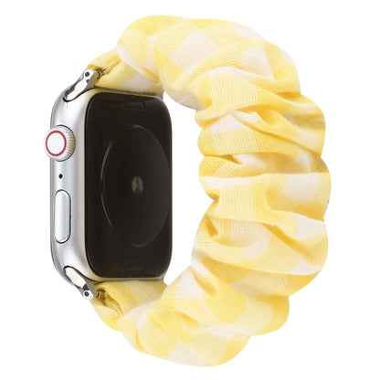 Plaid Pattern Cloth + Stainless Steel Hair Ring Watchband, For Apple Watch Series 7 41mm / 6 & SE & 5 & 4 40mm / 3 & 2 & 1 38mm, For Apple Watch Series 7 45mm / 6 & SE & 5 & 4 44mm / 3 & 2 & 1 42mm                                                       ...