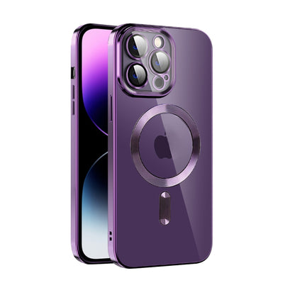 CD Texture Plating TPU MagSafe Phone Case with Lens Film, For iPhone 14, For iPhone 14 Plus, For iPhone 14 Pro, For iPhone 14 Pro Max, For iPhone 13, For iPhone 13 Pro