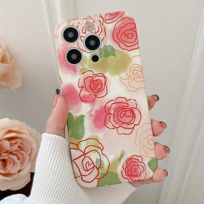 Water Sticker Flower Pattern PC Phone Case, For iPhone 14 Pro Max, For iPhone 14 Pro, For iPhone 14, For iPhone 14 Plus