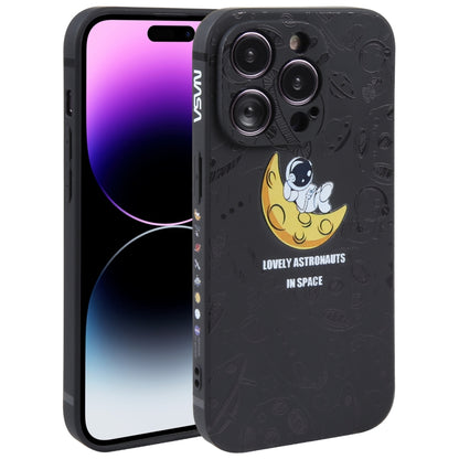 Astronaut Pattern Silicone Straight Edge Phone Case, For iPhone 14, For iPhone 14 Plus, For iPhone 14 Pro, For iPhone 14 Pro Max, For iPhone 13, For iPhone 13 Pro
