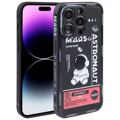 Astronaut Pattern Silicone Straight Edge Phone Case, For iPhone 14, For iPhone 14 Plus, For iPhone 14 Pro, For iPhone 14 Pro Max, For iPhone 13, For iPhone 13 Pro