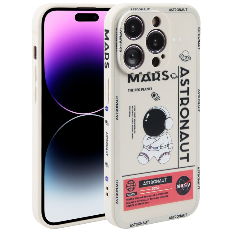 Astronaut Pattern Silicone Straight Edge Phone Case, For iPhone 14, For iPhone 14 Plus, For iPhone 14 Pro, For iPhone 14 Pro Max, For iPhone 13, For iPhone 13 Pro