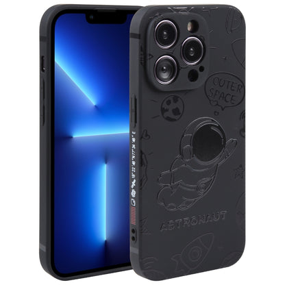 Astronaut Pattern Silicone Straight Edge Phone Case, For iPhone 14, For iPhone 14 Plus, For iPhone 14 Pro, For iPhone 14 Pro Max, For iPhone 13, For iPhone 13 Pro