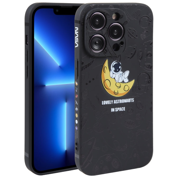 Astronaut Pattern Silicone Straight Edge Phone Case, For iPhone 14, For iPhone 14 Plus, For iPhone 14 Pro, For iPhone 14 Pro Max, For iPhone 13, For iPhone 13 Pro
