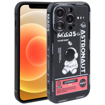 Astronaut Pattern Silicone Straight Edge Phone Case, For iPhone 13 Pro Max, For iPhone 12, For iPhone 12 Pro, For iPhone 12 Pro Max, For iPhone 11, For iPhone 11 Pro
