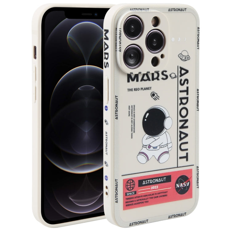 Astronaut Pattern Silicone Straight Edge Phone Case, For iPhone 13 Pro Max, For iPhone 12, For iPhone 12 Pro, For iPhone 12 Pro Max, For iPhone 11, For iPhone 11 Pro