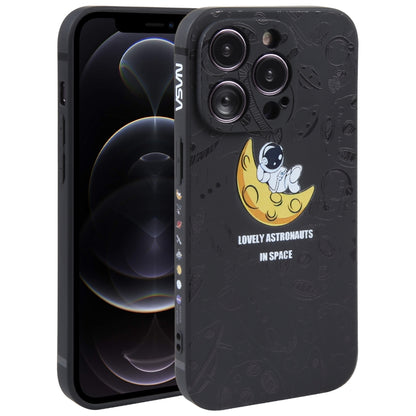 Astronaut Pattern Silicone Straight Edge Phone Case, For iPhone 13 Pro Max, For iPhone 12, For iPhone 12 Pro, For iPhone 12 Pro Max, For iPhone 11, For iPhone 11 Pro