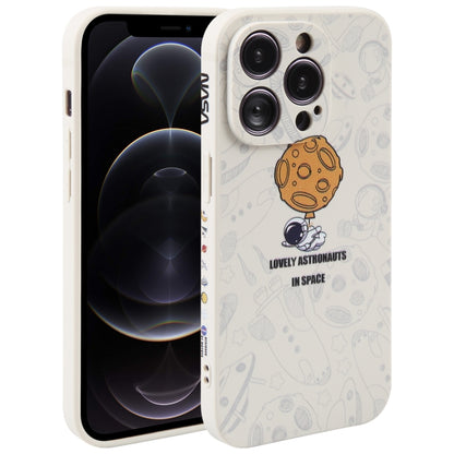 Astronaut Pattern Silicone Straight Edge Phone Case, For iPhone 13 Pro Max, For iPhone 12, For iPhone 12 Pro, For iPhone 12 Pro Max, For iPhone 11, For iPhone 11 Pro