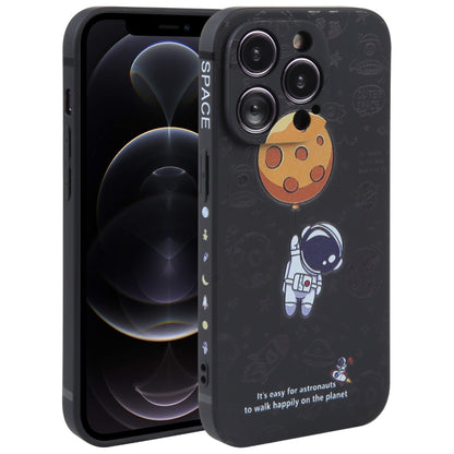 Astronaut Pattern Silicone Straight Edge Phone Case, For iPhone 13 Pro Max, For iPhone 12, For iPhone 12 Pro, For iPhone 12 Pro Max, For iPhone 11, For iPhone 11 Pro