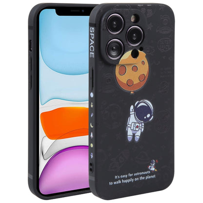 Astronaut Pattern Silicone Straight Edge Phone Case, For iPhone 13 Pro Max, For iPhone 12, For iPhone 12 Pro, For iPhone 12 Pro Max, For iPhone 11, For iPhone 11 Pro