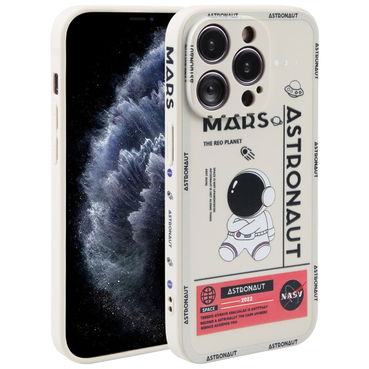 Astronaut Pattern Silicone Straight Edge Phone Case, For iPhone 13 Pro Max, For iPhone 12, For iPhone 12 Pro, For iPhone 12 Pro Max, For iPhone 11, For iPhone 11 Pro