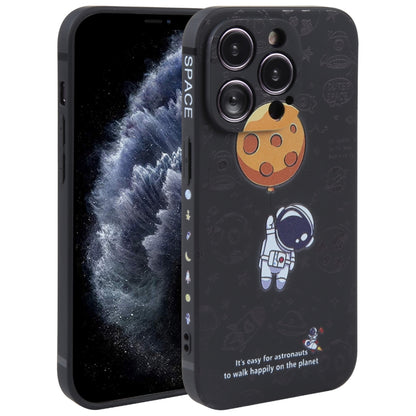 Astronaut Pattern Silicone Straight Edge Phone Case, For iPhone 13 Pro Max, For iPhone 12, For iPhone 12 Pro, For iPhone 12 Pro Max, For iPhone 11, For iPhone 11 Pro