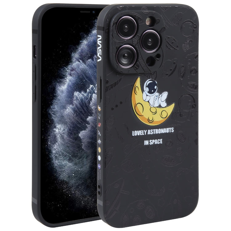 Astronaut Pattern Silicone Straight Edge Phone Case, For iPhone 11 Pro Max, For iPhone X / XS, For iPhone XS Max, For iPhone XR, For iPhone SE 2022 / 2020 / 7 / 8, For iPhone 7 Plus / 8 Plus