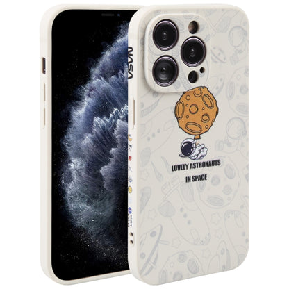 Astronaut Pattern Silicone Straight Edge Phone Case, For iPhone 11 Pro Max, For iPhone X / XS, For iPhone XS Max, For iPhone XR, For iPhone SE 2022 / 2020 / 7 / 8, For iPhone 7 Plus / 8 Plus