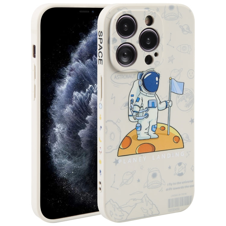 Astronaut Pattern Silicone Straight Edge Phone Case, For iPhone 11 Pro Max, For iPhone X / XS, For iPhone XS Max, For iPhone XR, For iPhone SE 2022 / 2020 / 7 / 8, For iPhone 7 Plus / 8 Plus