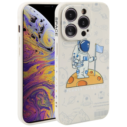 Astronaut Pattern Silicone Straight Edge Phone Case, For iPhone 11 Pro Max, For iPhone X / XS, For iPhone XS Max, For iPhone XR, For iPhone SE 2022 / 2020 / 7 / 8, For iPhone 7 Plus / 8 Plus