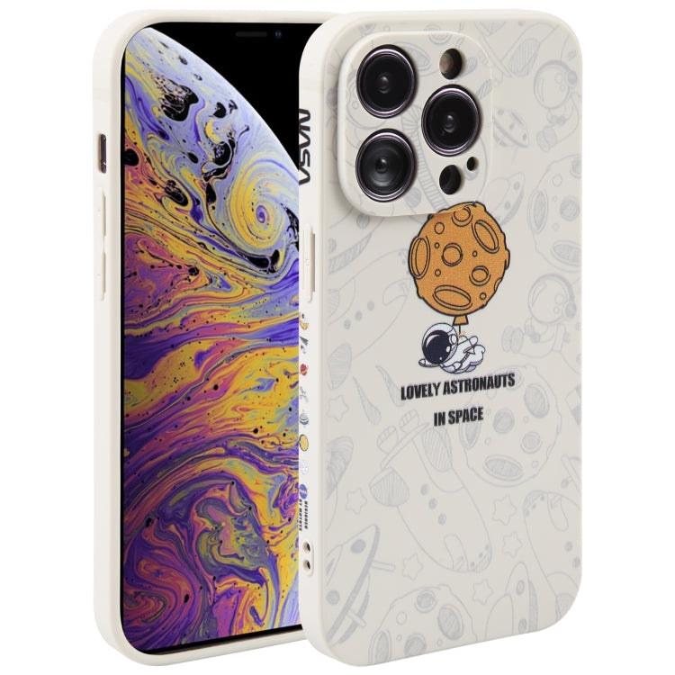 Astronaut Pattern Silicone Straight Edge Phone Case, For iPhone 11 Pro Max, For iPhone X / XS, For iPhone XS Max, For iPhone XR, For iPhone SE 2022 / 2020 / 7 / 8, For iPhone 7 Plus / 8 Plus