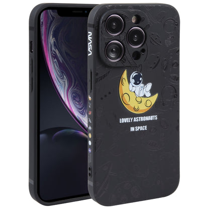 Astronaut Pattern Silicone Straight Edge Phone Case, For iPhone 11 Pro Max, For iPhone X / XS, For iPhone XS Max, For iPhone XR, For iPhone SE 2022 / 2020 / 7 / 8, For iPhone 7 Plus / 8 Plus