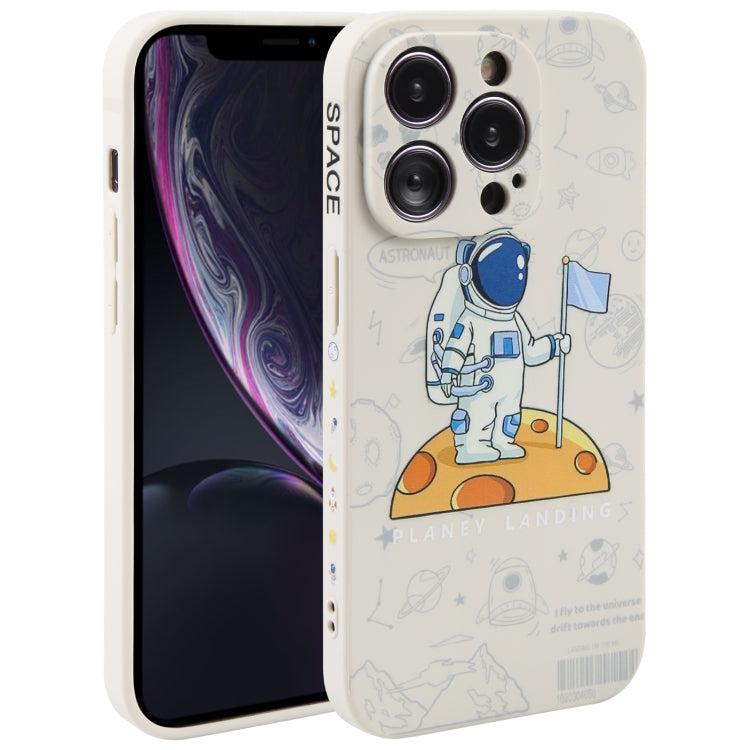 Astronaut Pattern Silicone Straight Edge Phone Case, For iPhone 11 Pro Max, For iPhone X / XS, For iPhone XS Max, For iPhone XR, For iPhone SE 2022 / 2020 / 7 / 8, For iPhone 7 Plus / 8 Plus