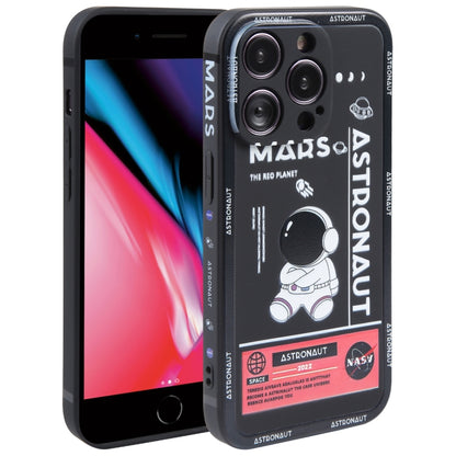 Astronaut Pattern Silicone Straight Edge Phone Case, For iPhone 11 Pro Max, For iPhone X / XS, For iPhone XS Max, For iPhone XR, For iPhone SE 2022 / 2020 / 7 / 8, For iPhone 7 Plus / 8 Plus