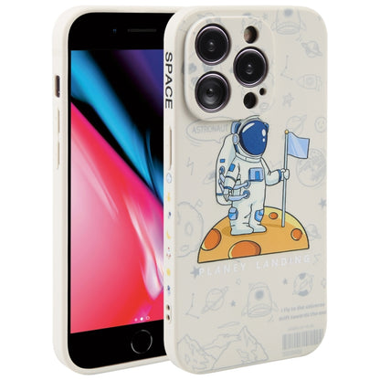 Astronaut Pattern Silicone Straight Edge Phone Case, For iPhone 11 Pro Max, For iPhone X / XS, For iPhone XS Max, For iPhone XR, For iPhone SE 2022 / 2020 / 7 / 8, For iPhone 7 Plus / 8 Plus