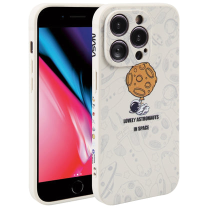 Astronaut Pattern Silicone Straight Edge Phone Case, For iPhone 11 Pro Max, For iPhone X / XS, For iPhone XS Max, For iPhone XR, For iPhone SE 2022 / 2020 / 7 / 8, For iPhone 7 Plus / 8 Plus