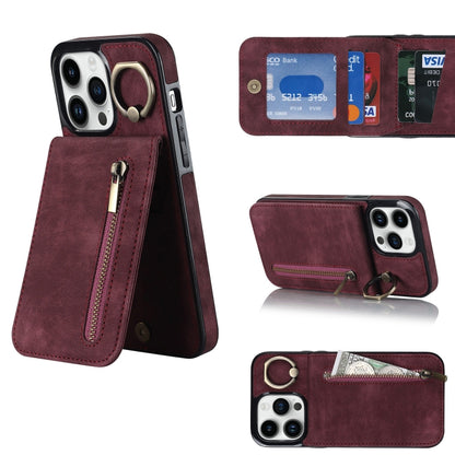 Retro Ring and Zipper RFID Card Slot Phone Case, For iPhone 13, For iPhone 13 Pro, For iPhone 13 Pro Max, For iPhone 12, For iPhone 12 Pro, For iPhone 12 Pro Max, For iPhone 11, For iPhone 11 Pro
