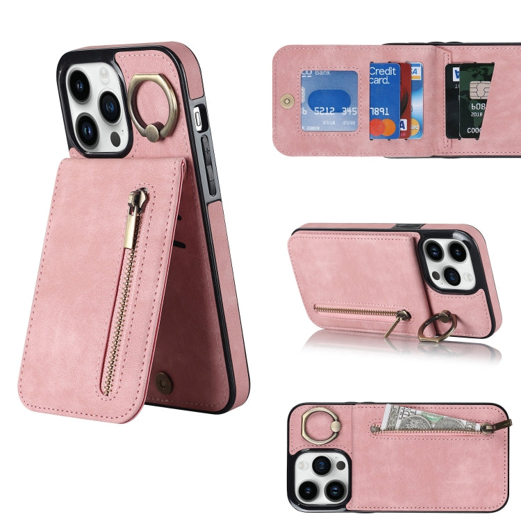 Retro Ring and Zipper RFID Card Slot Phone Case, For iPhone 13, For iPhone 13 Pro, For iPhone 13 Pro Max, For iPhone 12, For iPhone 12 Pro, For iPhone 12 Pro Max, For iPhone 11, For iPhone 11 Pro