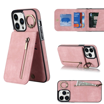 Retro Ring and Zipper RFID Card Slot Phone Case, For iPhone 13, For iPhone 13 Pro, For iPhone 13 Pro Max, For iPhone 12, For iPhone 12 Pro, For iPhone 12 Pro Max, For iPhone 11, For iPhone 11 Pro