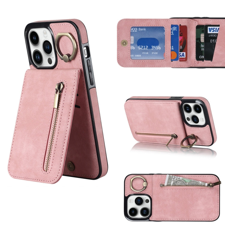 Retro Ring and Zipper RFID Card Slot Phone Case, For iPhone 13, For iPhone 13 Pro, For iPhone 13 Pro Max, For iPhone 12, For iPhone 12 Pro, For iPhone 12 Pro Max, For iPhone 11, For iPhone 11 Pro
