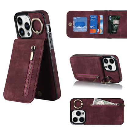 Retro Ring and Zipper RFID Card Slot Phone Case, For iPhone 13, For iPhone 13 Pro, For iPhone 13 Pro Max, For iPhone 12, For iPhone 12 Pro, For iPhone 12 Pro Max, For iPhone 11, For iPhone 11 Pro