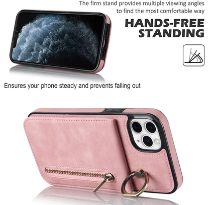 Retro Ring and Zipper RFID Card Slot Phone Case, For iPhone 11 Pro Max