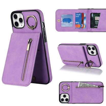 Retro Ring and Zipper RFID Card Slot Phone Case, For iPhone 11 Pro Max