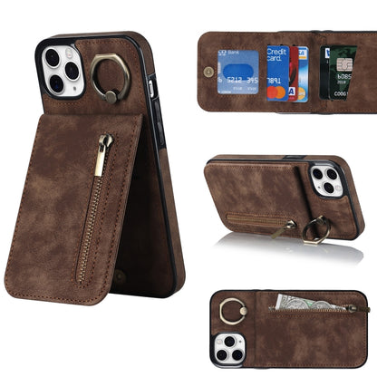 Retro Ring and Zipper RFID Card Slot Phone Case, For iPhone 11 Pro Max