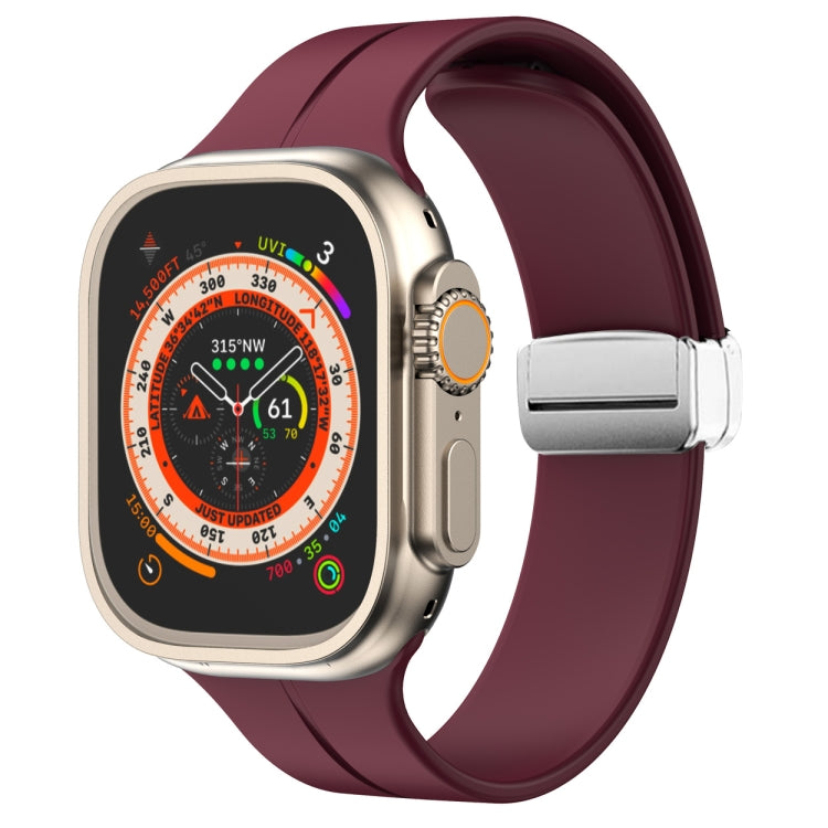 Magnetic Fold Clasp Silicone Watch Band, For Apple Watch Series 8&7 45mm, For Apple Watch Series 8&7 41mm