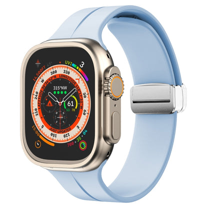 Magnetic Fold Clasp Silicone Watch Band, For Apple Watch Series 8&7 45mm, For Apple Watch Series 8&7 41mm