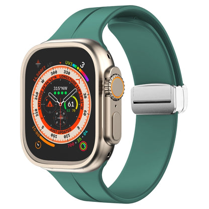 Magnetic Fold Clasp Silicone Watch Band, For Apple Watch Series 8&7 45mm, For Apple Watch Series 8&7 41mm