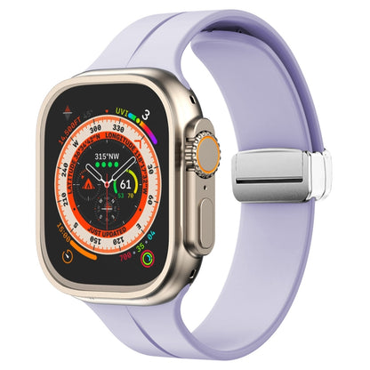 Magnetic Fold Clasp Silicone Watch Band, For Apple Watch Series 8&7 45mm, For Apple Watch Series 8&7 41mm
