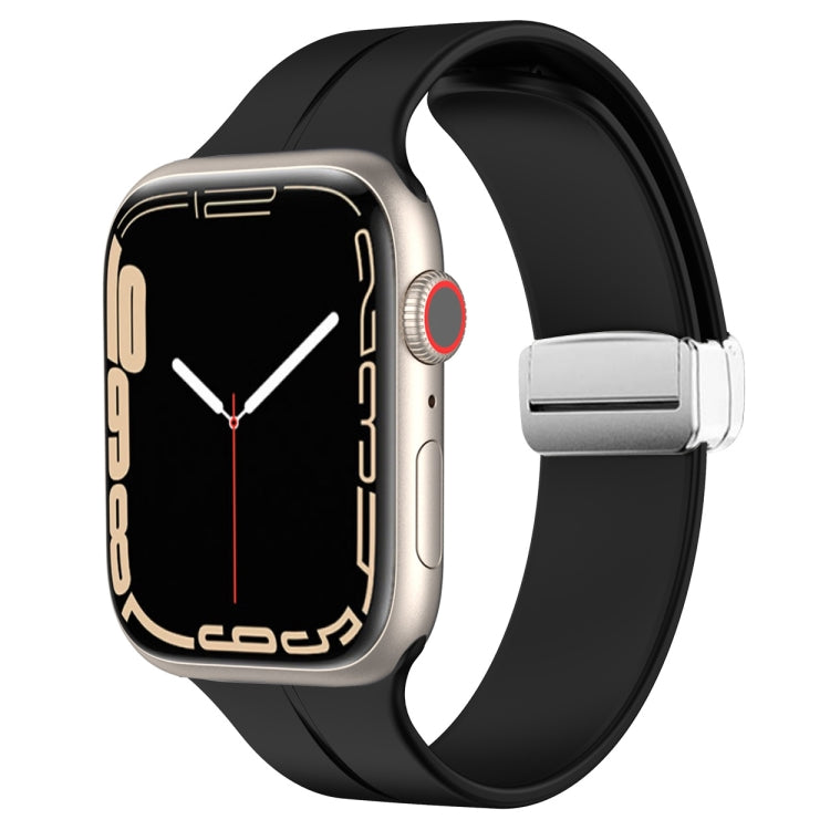 Magnetic Fold Clasp Silicone Watch Band, For Apple Watch Series 8&7 45mm, For Apple Watch Series 8&7 41mm