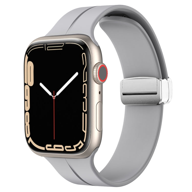 Magnetic Fold Clasp Silicone Watch Band, For Apple Watch Series 8&7 45mm, For Apple Watch Series 8&7 41mm