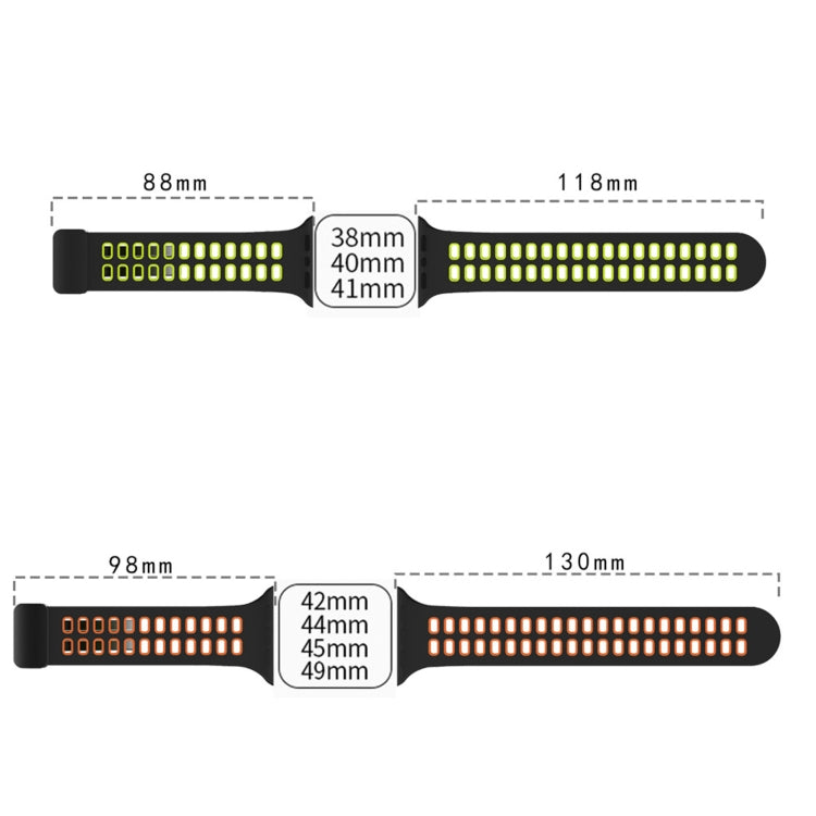 Magnetic Fold Clasp Square Holes Silicone Watch Band, For Apple Watch Series 8&7 45mm, For Apple Watch Series 8&7 41mm