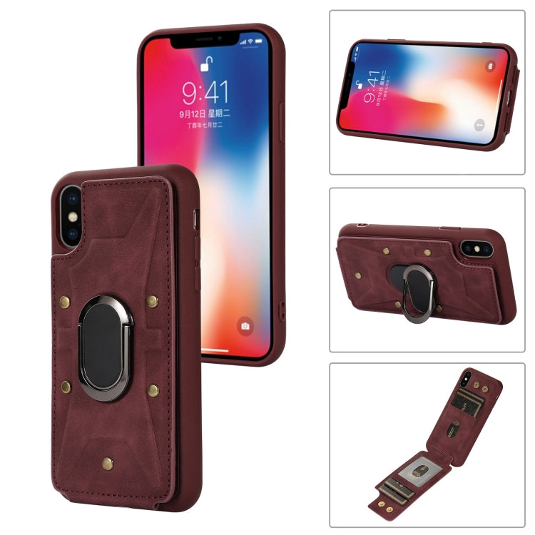 Armor Ring Wallet Back Cover Phone Case, For iPhone 11 Pro, For iPhone 11 Pro Max, For iPhone X / XS, For iPhone XR, For iPhone XS Max, For iPhone SE 2022 / 2020 / 8 / 7, For iPhone 8 Plus / 7 Plus