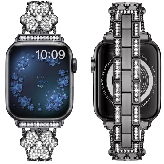 3-Leaf Clover Diamond Watch Band, For Apple Watch Series 8&7 45mm, For Apple Watch Series 8&7 41mm