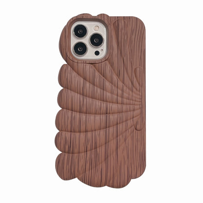 Wood Grain Shell Shape TPU Phone Case, For iPhone 12 Pro, For iPhone 12 Pro Max, For iPhone 11, For iPhone 11 Pro Max